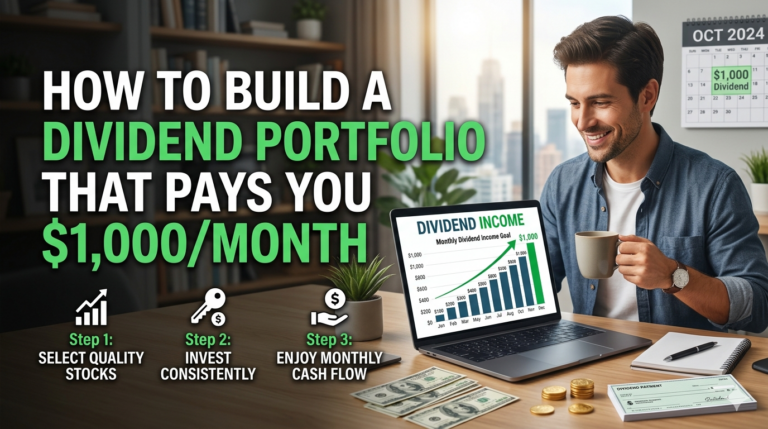 dividend portfolio for passive income, how to build a dividend portfolio, earn $1000 a month from dividends, best dividend stocks 2026, dividend investing for beginners, monthly dividend income strategy, high yield dividend stocks, dividend growth investing, passive income from stocks, best REITs for dividend income