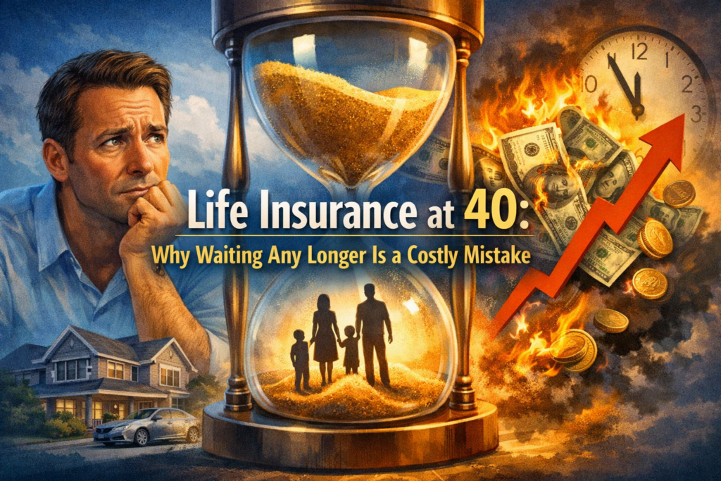 life insurance at 40, why you need life insurance now, best life insurance for 40 year olds, term life insurance at 40, cost of waiting to buy life insurance, life insurance rates by age, how much life insurance do I need, life insurance for families 2026, whole life vs term life at 40, affordable life insurance for middle aged adults