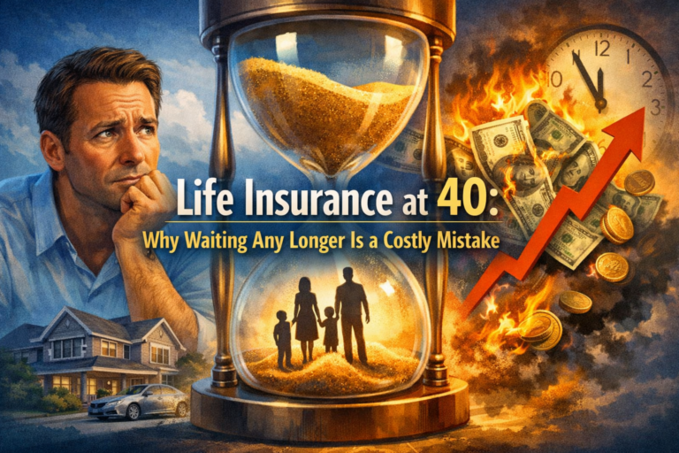 life insurance at 40, why you need life insurance now, best life insurance for 40 year olds, term life insurance at 40, cost of waiting to buy life insurance, life insurance rates by age, how much life insurance do I need, life insurance for families 2026, whole life vs term life at 40, affordable life insurance for middle aged adults